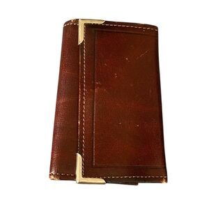 Vintage Princess Gardener Brown and Gold Leather Key Holder with Metal Accents